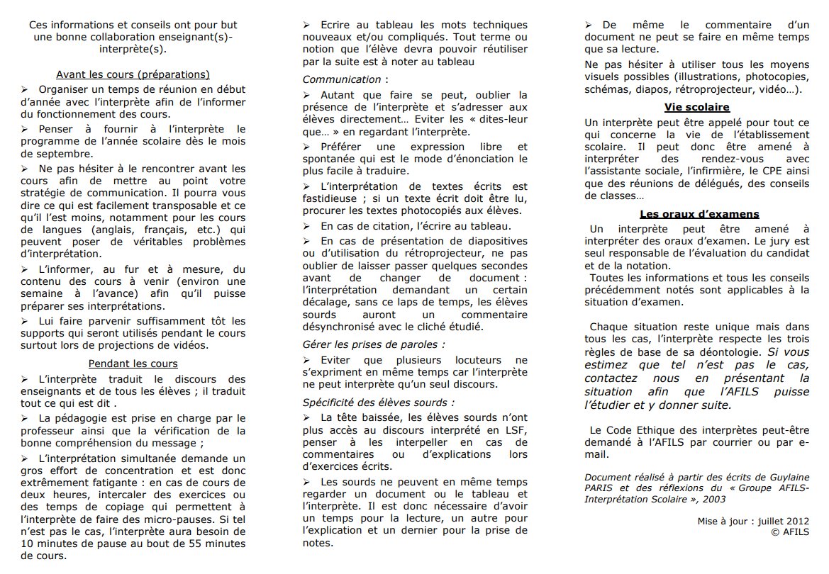 afils_asso's tweet photo. 2/2 L'interprète en milieu scolaire doit être un professionnel formé et diplômé afin que professeurs et élèves soient au bénéfice d'une qualité de communication. Voir notre plaquette d'information ⤵️ Nous nous tenons à votre disposition pour toute question #interpreteLSF #AFILS https://t.co/AqTFEgP93i