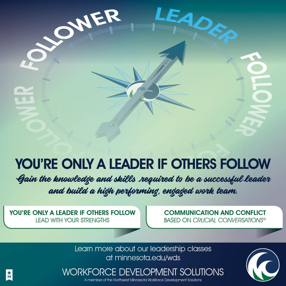MStateCollege's tweet image. M State’s Workforce Develoment Solutions team is currently offering two leadership sessions via zoom. The courses “You’re only a leader if others follow” and “Communication and Conflict” include two, 90-minute sessions. Each course is only $89 and that inc