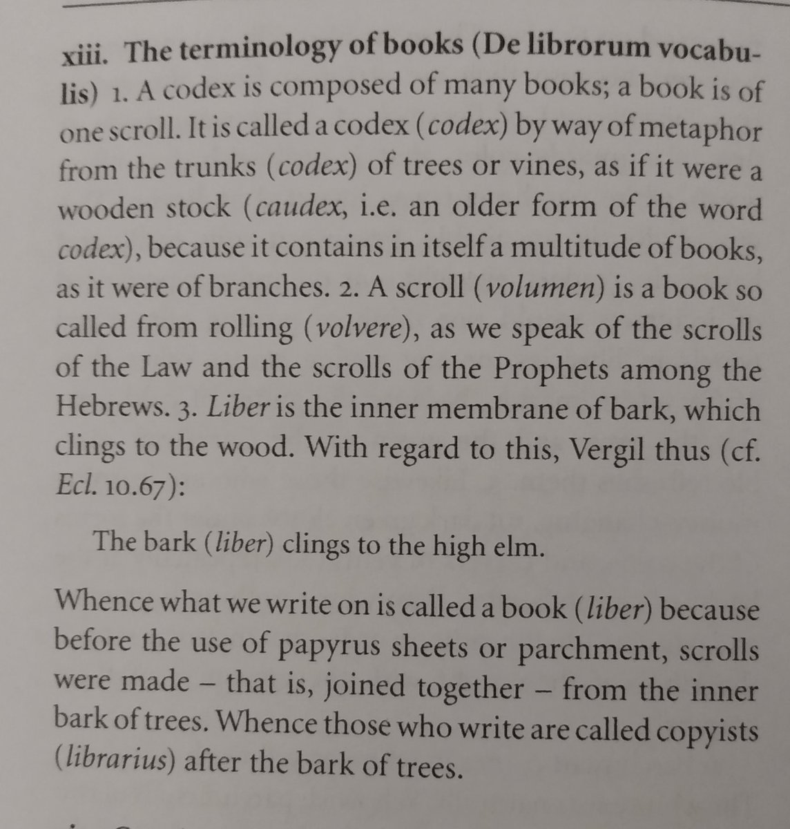"codex"~"trunk" doesn't work in English; "volume"~"[re]volve" does. And apparently is endorsed by modern-day etymologists!