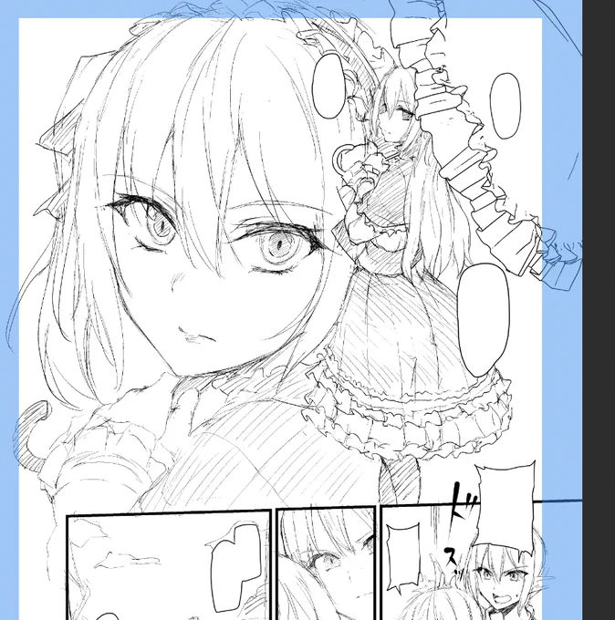 下描き中…ようやく新キャラのデザインが固まった😆 