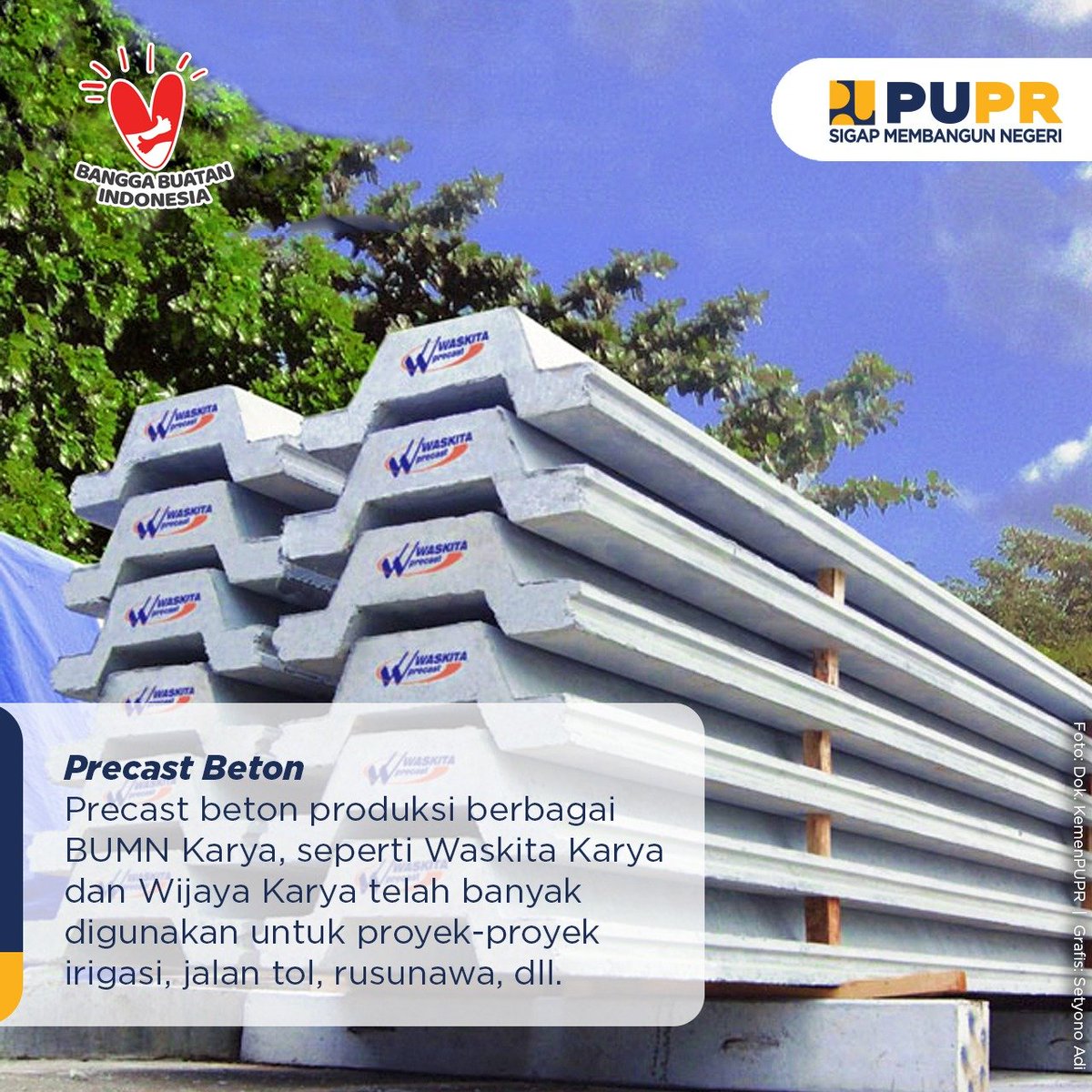 KemenPU's tweet photo. Selaras dengan Gerakan Nasional Bangga Buatan Indonesia Tahun 2021, Kementerian PUPR terus mengurangi impor bidang jasa konstruksi dan meningkatkan penggunaan produk dalam negeri untuk  pembangunan berbagai infrastruktur. Yuk simak beberapa contohnya.

#SigapMembangunNegeri https://t.co/7zQYnsef2o