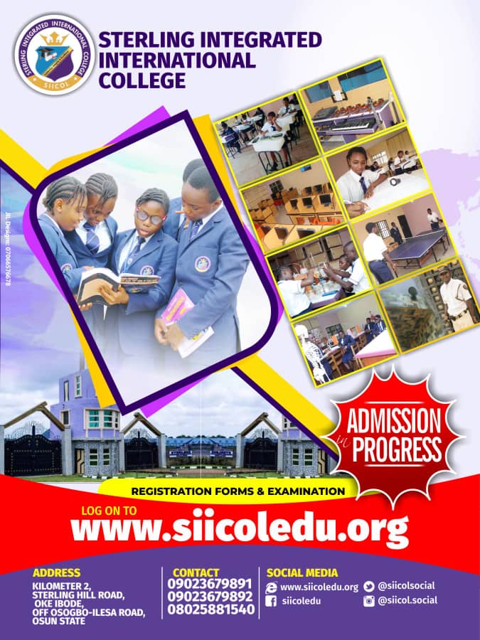 SiicolSocial's tweet photo. “Every child should have the opportunity to receive a quality education”
                                                  ~ Bill Frist

This we offer at Sterling Integrated International College. Do not deny your child this golden opportunity. https://t.co/IDTlSMreQO