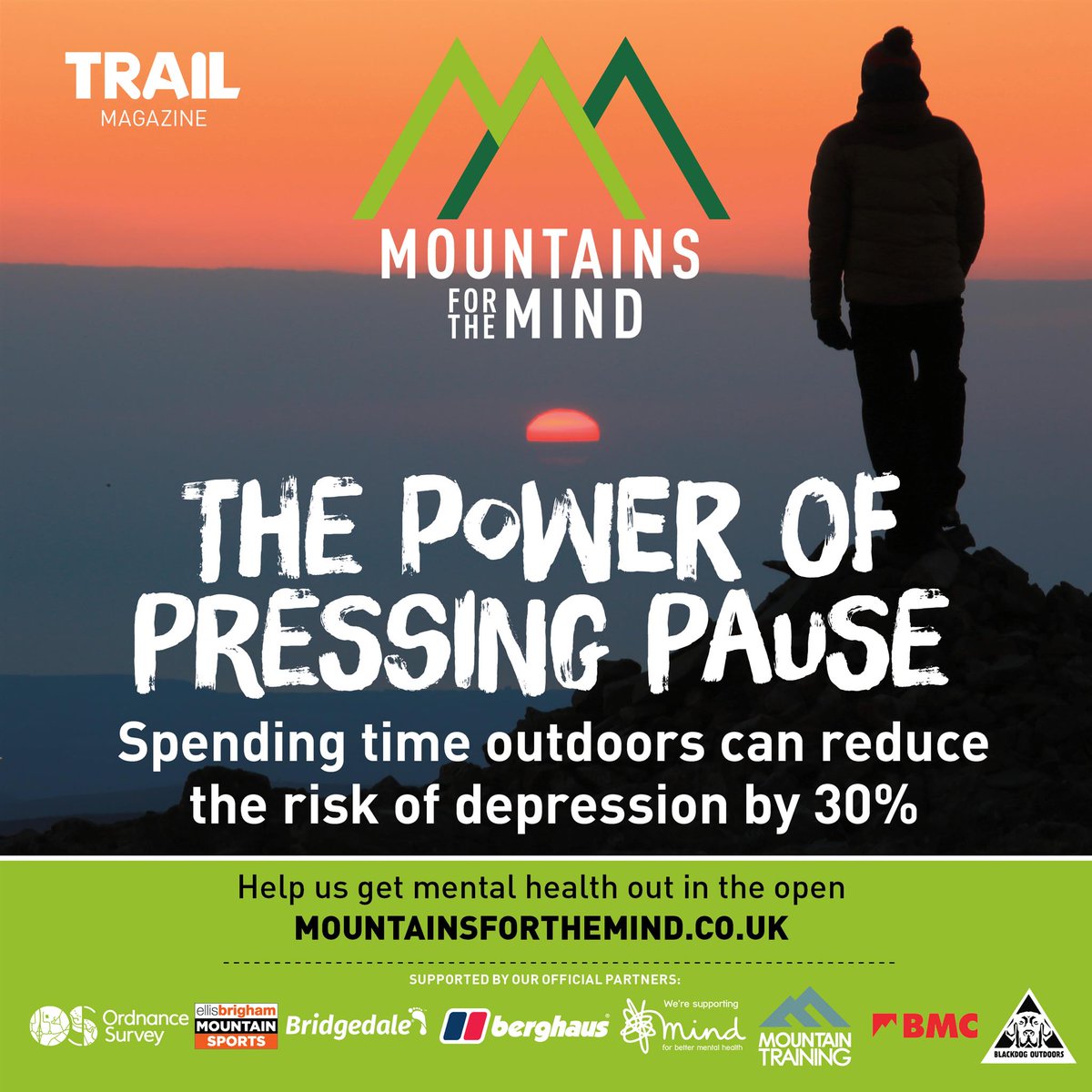 TrailMagazine's tweet image. With the UK in its worst mental health crisis since World War Two, the need to connect with nature has never been greater. Trail's #mountainsforthemind campaign is all about inspiring people to spend more time outdoors each day. Help us spread the word: mountainsforthemind.co.uk