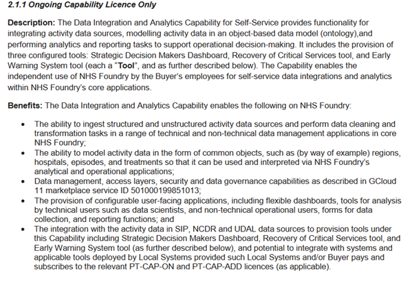 The new contract stipulates the health data gathered by Palantir will extend to Cabinet Office,UK Gov branches, GPs, and local councils - “integrated or collaborating formally with a Local System”. It’s big data across government.