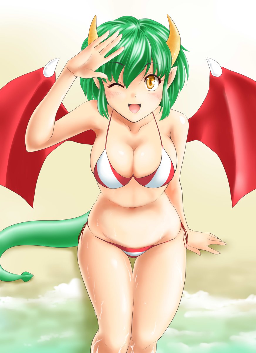 ラム・インベーダー(うる星やつら) 「#くそ寒いので水着絵を貼る

寒い( ;∀;) 」|七緒双葉@Skeb募集してますのイラスト