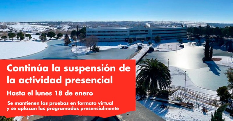 UEuropea's tweet photo. ⚠️ La actividad presencial continúa suspendida hasta el próximo lunes 18 de enero.
💻 Las clases teóricas seguirán en remoto, a través del campus vitual.
▶️ Las pruebas de evaluación en formato virtual se mantienen y se aplazan las presenciales.
Foto: @UE_Deportes