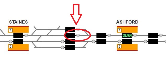 We're really sorry  @SW_Help passengers have endured disruption on the Staines line this morning after an overnight problem dragged on into this morning. It all started here, between Staines and Ashford last night (graphic courtesy  @traksyuk ) /1