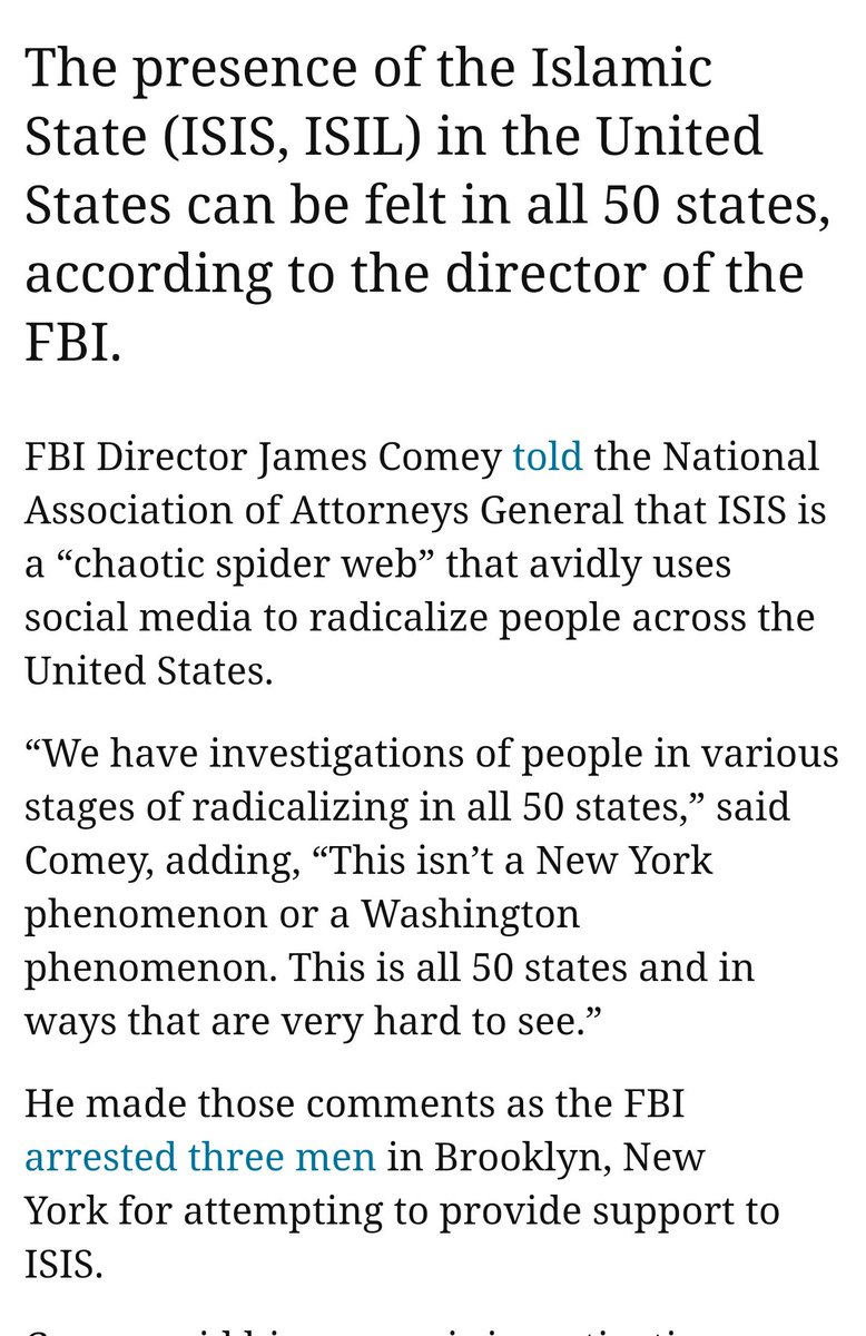 See the common denominator? https://www.breitbart.com/politics/2015/02/26/fbi-director-isis-tentacles-reach-into-all-50-u-s-states/