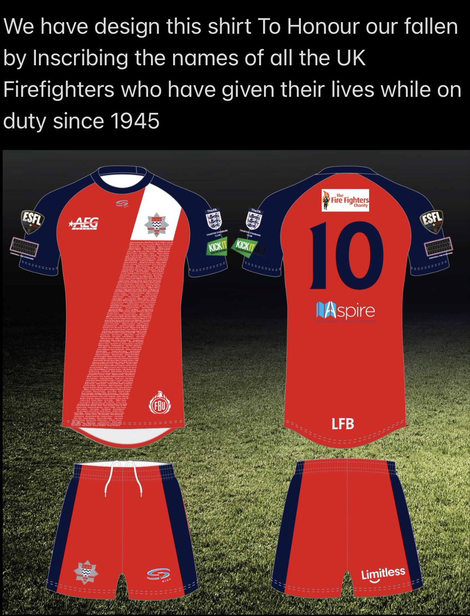 Our new Special Edition Jersey designed by @SKkits with the help of the Carole from The <a href="/FSCmoreton/">Fire Service College</a> who helped us with the names &amp; @londonFBU &amp; all our sponsor AEG &amp; O2 <a href="/Aspirebifolds/">Aspirebifolds</a> @LimitlessGigCX <a href="/firefighters999/">Fire Fighters Charity</a>