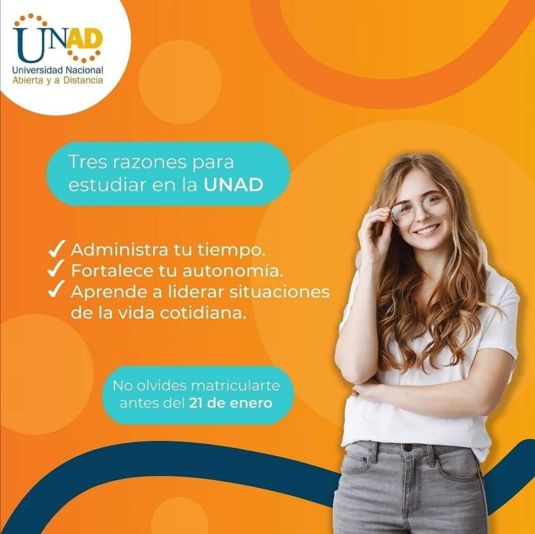Matricúlate ✅ #UNADOferta Periodo 16-01 🎓 Matrículas hasta el 21 de enero de 2021 #TeEsperamos #UNADCeadIbaguee #MásUNADMásPaís 😍

⌨️ Inscríbete - Matricúlate innovaciontecnica.com/vap/index.html

 ⏳ Lunes a viernes de 8:00 am a 12:00 m y de 2:00 a 6:00 pm. Sábados de 8:00 am a 12:00 m