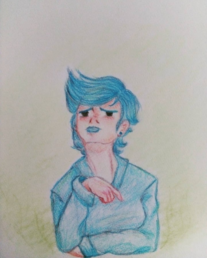 DibujoChica's tweet photo. #bluedrawing 
#traditionaldrawing 
#bluegirl 
#shorthair https://t.co/GGjBZRtNWw