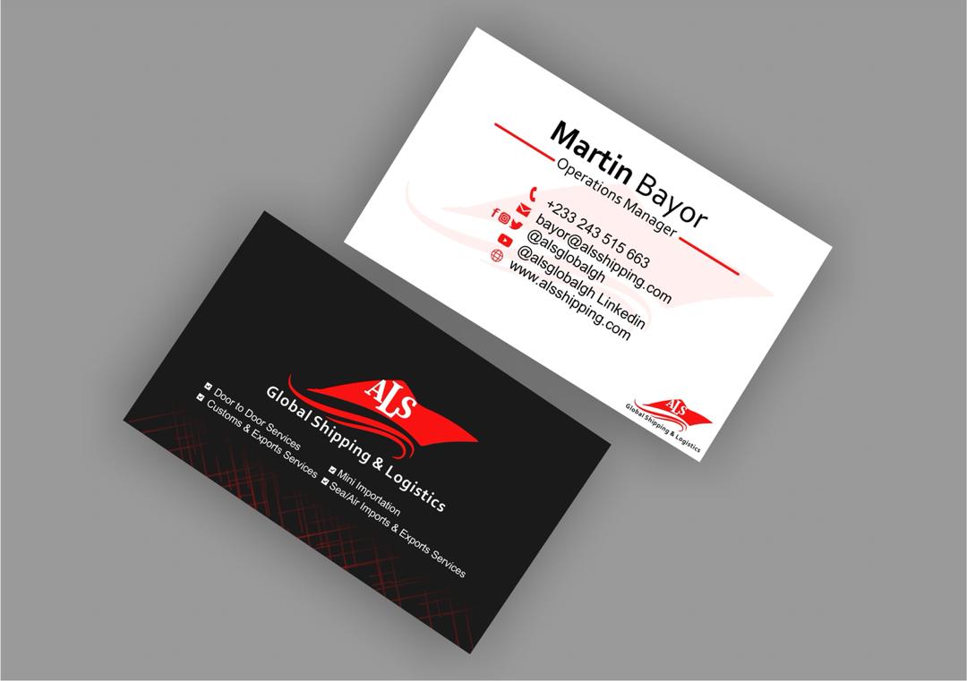 kellogroupltd's tweet photo. Business Card  Design....ALS Global Shipping &amp; Logistics 
For All Your Graphic Designs...Call us on 0249 464 638 or Whatsapp 0506 737 875
Email us info@micanweldigital.com Website: https://t.co/1RWZcrpF0x
WE DESIGN &amp; PRINT... 

#websitedesign #graphicdesign #micanweldigital https://t.co/Se8aMGgFBR