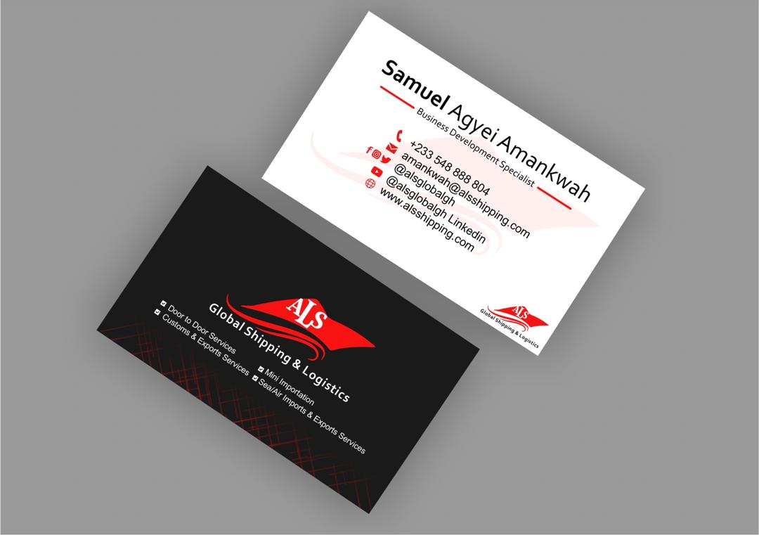 kellogroupltd's tweet photo. Business Card  Design....ALS Global Shipping &amp; Logistics 
For All Your Graphic Designs...Call us on 0249 464 638 or Whatsapp 0506 737 875
Email us info@micanweldigital.com Website: https://t.co/1RWZcrpF0x
WE DESIGN &amp; PRINT... 

#websitedesign #graphicdesign #micanweldigital https://t.co/Se8aMGgFBR