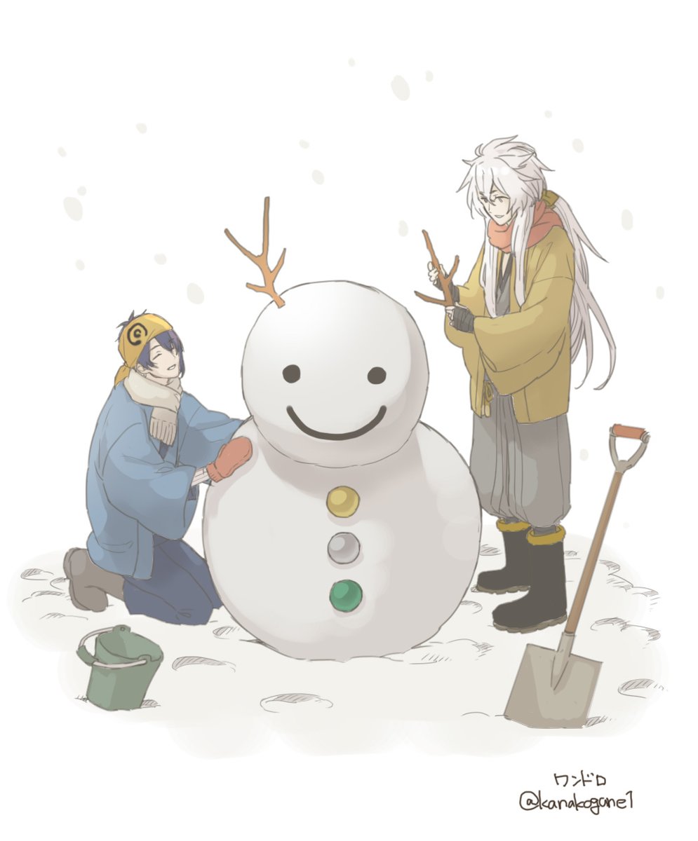 小狐丸 ,三日月宗近(刀剣乱舞) 「今日のワンドロ練習⛄️ 」|すのまたのイラスト