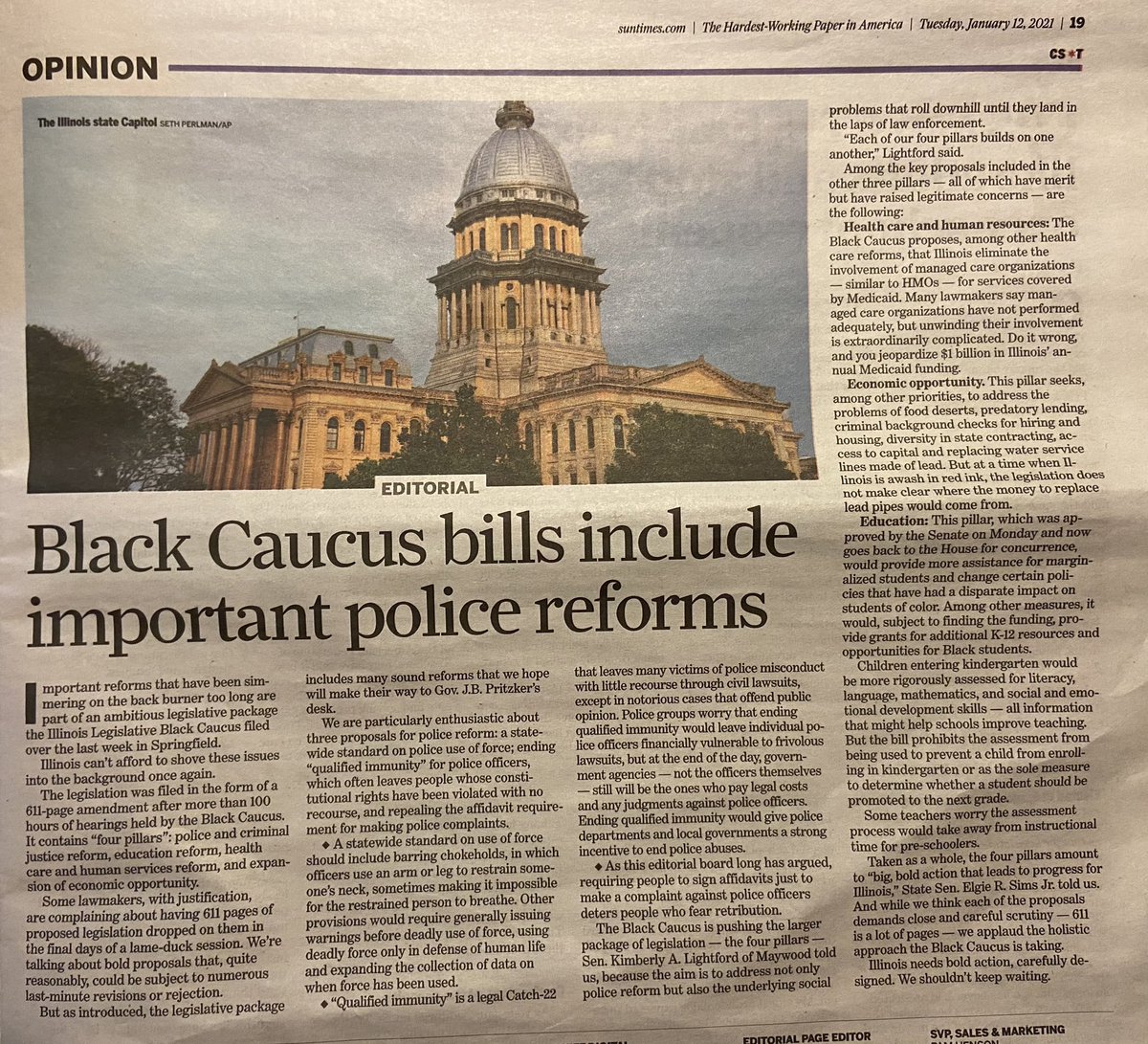 thomasfrisbie's tweet image. A lot of important topics to discuss in Springfield today.  chicago.suntimes.com/2021/1/11/2222… #twill