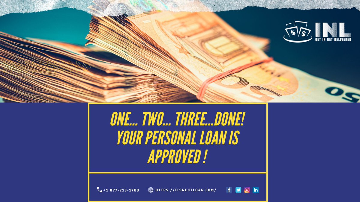Reaching INL for your Personal Loan is like adding a Booster to a Vehicle. We'll make your Personal Loan reach you asap. Reach us itsnextloan.com .

Visit: itsnextloan.com
Call: +1 877-213-1703
Drop us an email: info@itsnextloan.com

#loan #itsnextloan