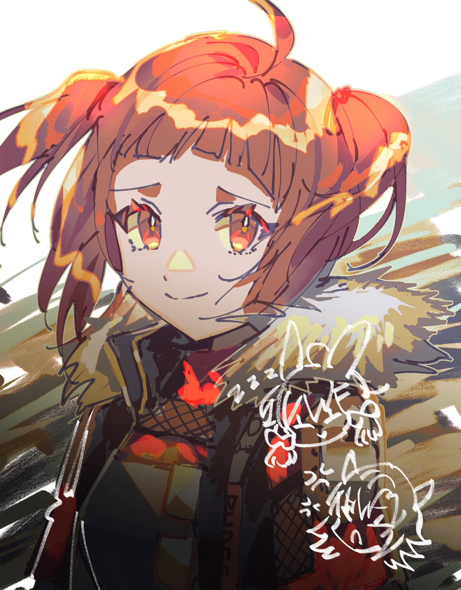 1girl solo smile jacket fur trim ahoge twintails  illustration images