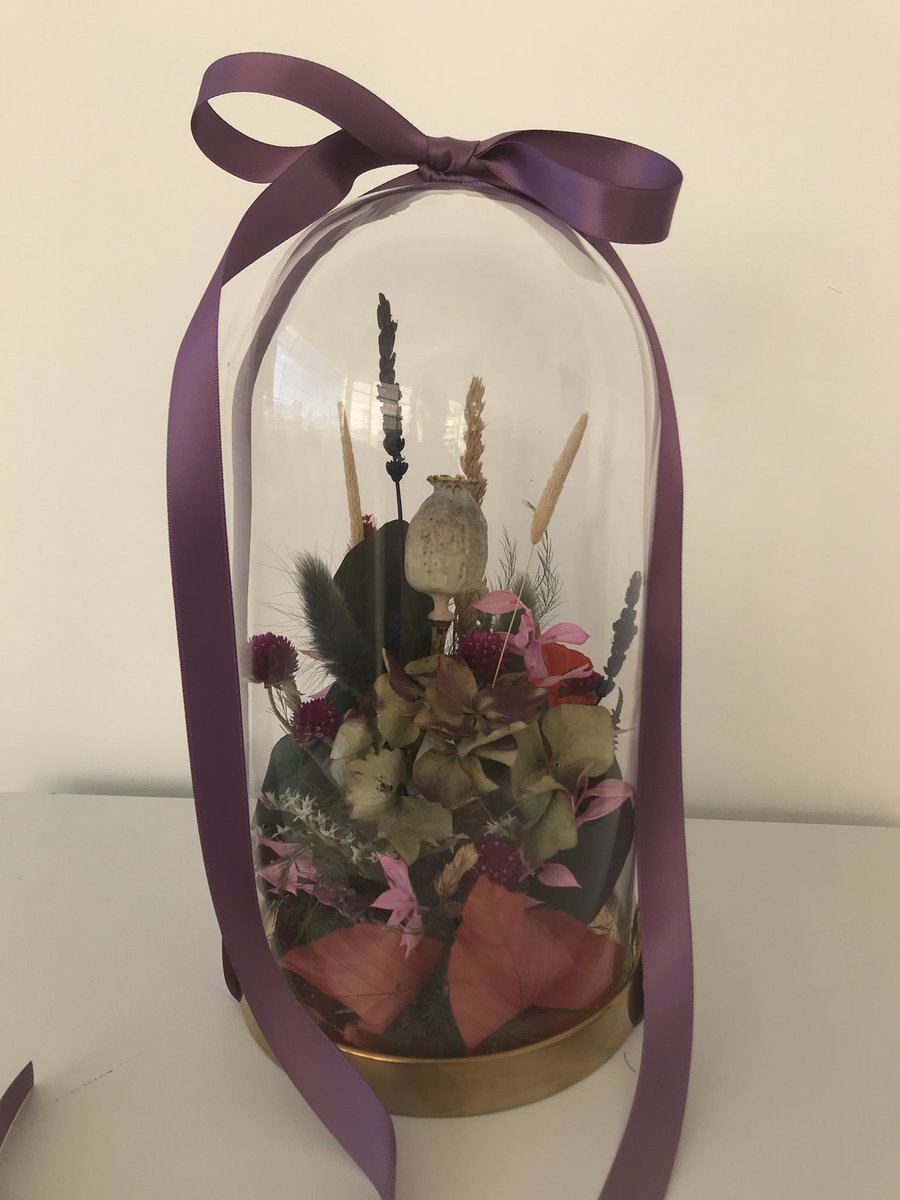 catkinstudio's tweet image. large dried flower bell jar 🏺 #gothic