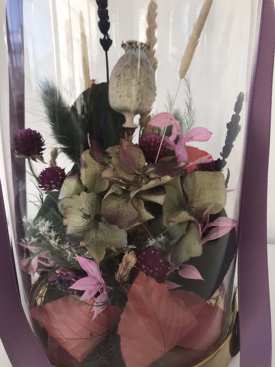catkinstudio's tweet image. large dried flower bell jar 🏺 #gothic