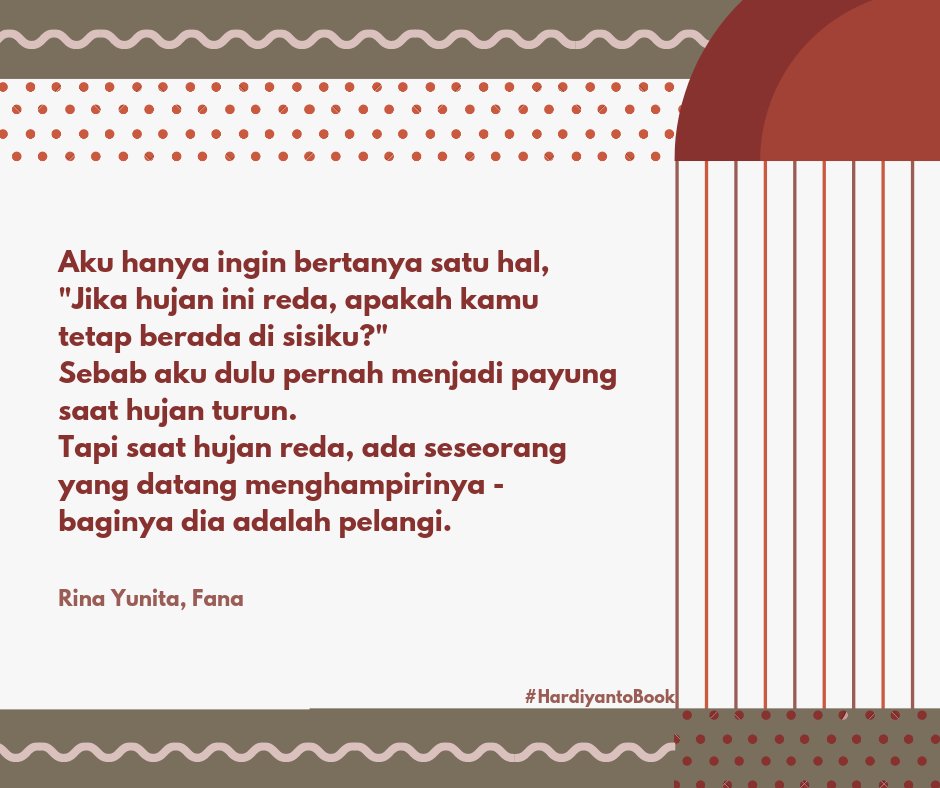 HardiyantoBook's tweet photo. #Fana merupakan sebuah novel fiksi karya @_rinayunita yg akan membuatmu baper, apalagi kalo bacanya di kala hujan.

Yuk beli bukunya di @HardiyantoBook dgn harga Rp 81.500 &amp; kamu akan dapatkan artikel jurnal internasional Scopus GRATISS

Info &amp; Order
WA: 081392991927
@BaridTita https://t.co/uZ4oJpbvNm