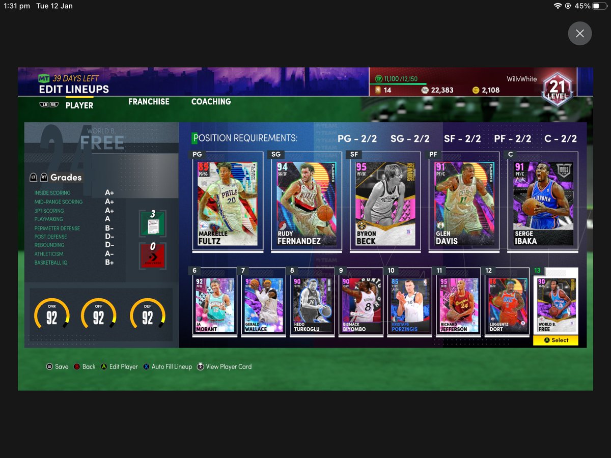willwhite132's tweet photo. @JD_Crossover Use this tea, mainly for challenges and only started playing again the start of season 4, 69 stars into getting a team Jameson and still have all the heat check players. https://t.co/KrsjS007Xc