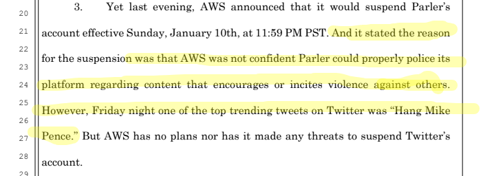 Here's the meat of their intro: Amazon isn't being fair to us. They're holding us to a higher standard than Twitter - they say we allow violent content, but look what Twitter does!