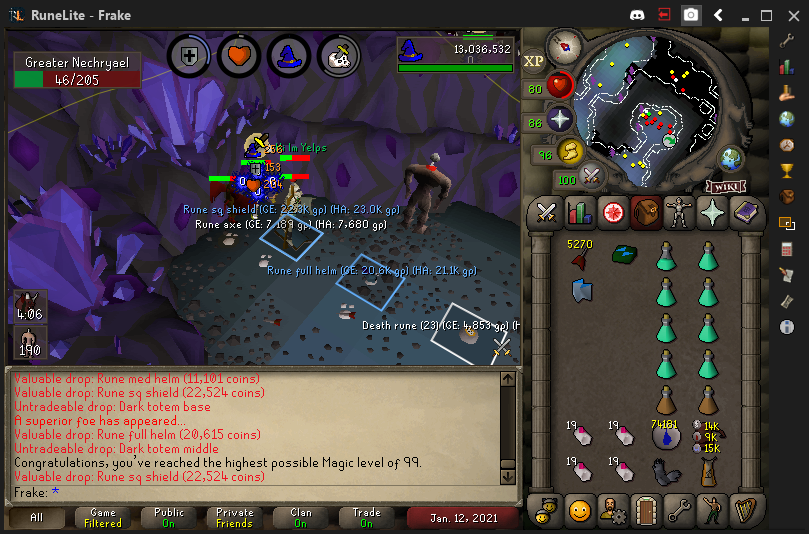 FrakeOSRS's tweet image. 99 Magic. 18/23 done.