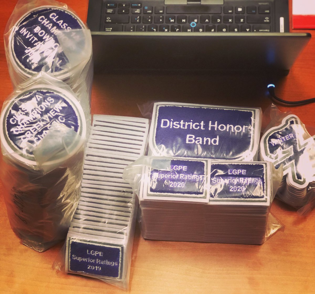 CBBands's tweet photo. Patches for our Bear Band members have arrived!! Please see Mr. Cantrell to get your patches. GO BEARS! 🐻💜🎶 https://t.co/cCpNJR18Ke