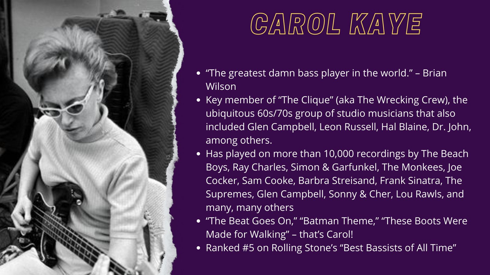 Hall Watchers on Twitter "Carol Kaye is not in the Rock Hall 21for21