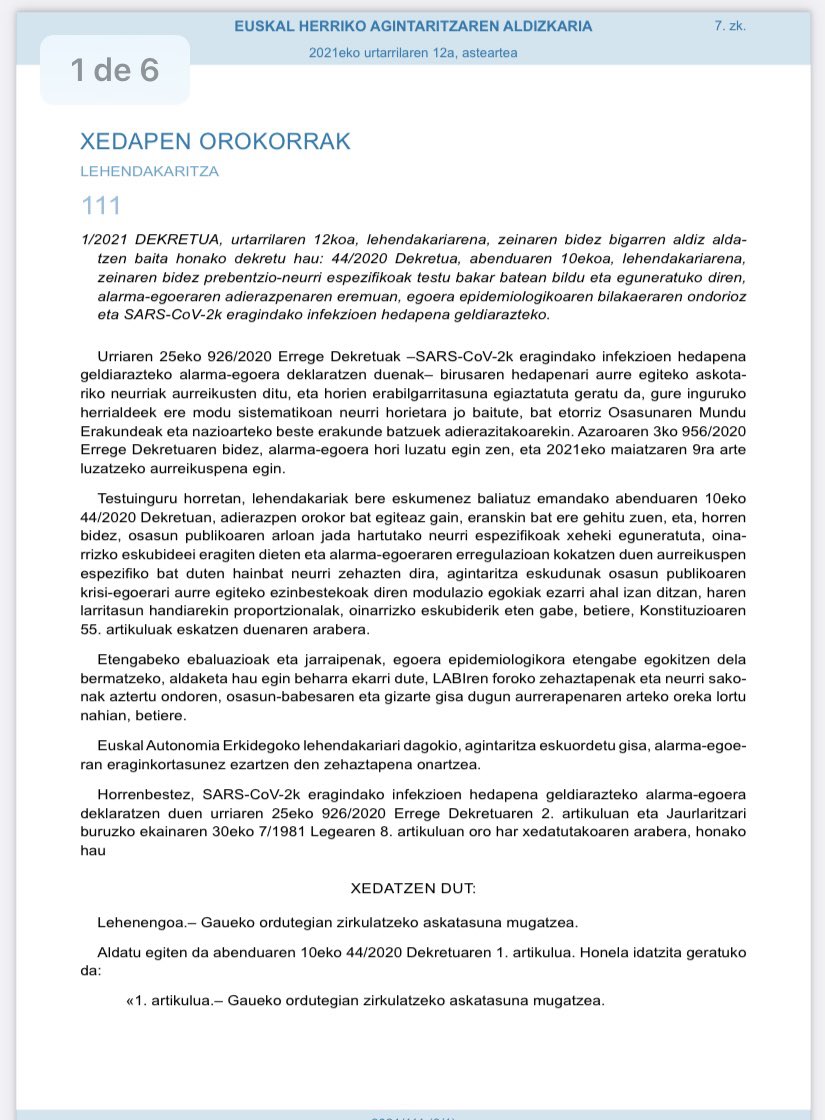 EUDEL_eus's tweet photo. 📄❗️Argitaratu dute 1/2021 DEKRETUA, urtarrilaren 12koa, lehendakariarena, egoera epidemiologikoaren bilakaeraren ondorioz eta #COVID19-ak eragindako infekzioen hedapena geldiarazteko. #EHAA 👉 https://t.co/8aa8SDdFhg… https://t.co/npar6NcR2J