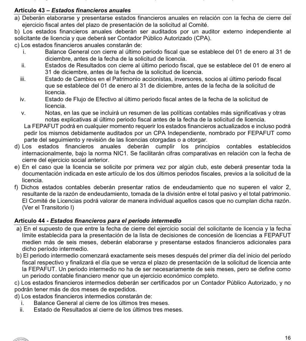 No es un “FairPlay Financiero”, lo que están imponiendo es una limitación o tope financiero a los clubes; ya existe el mecanismo de control según los “criterios financieros” desde el artículo 41 al 46 del Reglamento de Concesión de Licencias para Clubes Profesionales de Panamá.