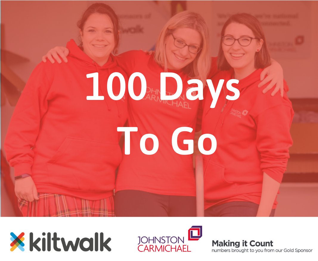 thekiltwalk's tweet photo. 1⃣0⃣0⃣ days to go!😄
Scotland’s Virtual Kiltwalk is 1⃣0⃣0⃣ days away and we'll have news on registration very, very soon... 👀
Making It Count, the Official Kiltwalk Countdown is brought to you by our Gold Sponsors, @JC_Accountants.
#ScotlandsVirtualKiltwalk https://t.co/PgMq7zJXmN