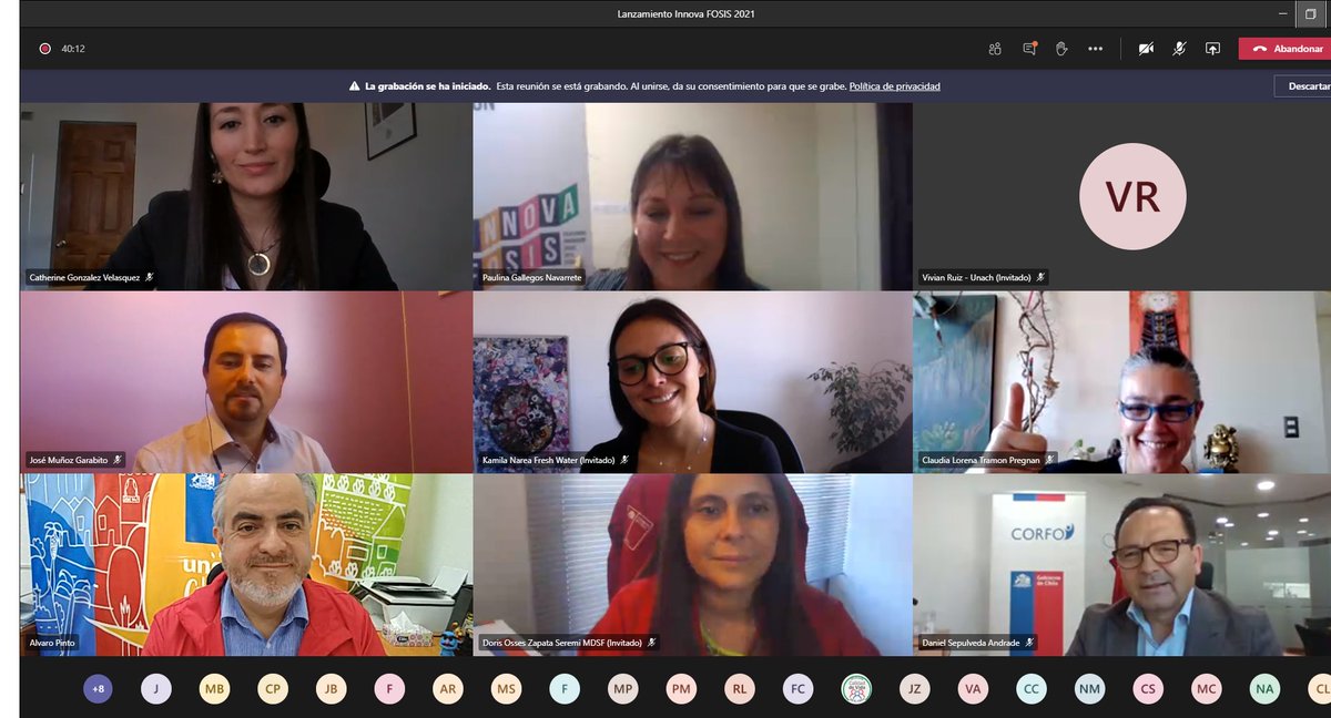 Fosis_Nuble's tweet photo. 🔴[AHORA] Nos encontramos en el lanzamiento de #InnovaFOSIS2021 junto a Seremi de @MDSNuble, Doris Osses, Directora Regional @CnGonzalezV,  Directora de @IndapNuble, Tatiana Merino, Director de @CorfoNuble, Daniel Sepúlveda, y Director de @ServiuNuble, Álvaro Pinto. https://t.co/Dl0OdHfZcN