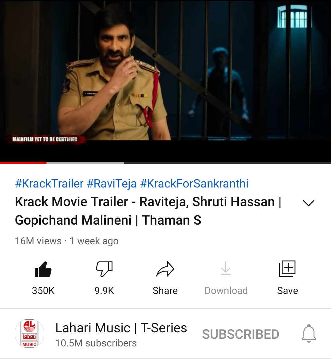 Chariii_gadu's tweet photo. 350K Likes for #KrackTrailer🔥
16 Million Massive Views ✊
RaviTeja Jathara 💥
Edhii ra Mawa Mass antey 🔥
#Krack
#KrackingBlockbuster
#KrackMovie
#BlockBusterKRACK https://t.co/ReEO4WecLf