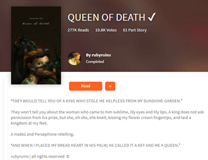 None of these are simple (or even worse descriptor ignorant). Note: "chthonic deities" in "The Queen Below." We see the "other versions are wrong" trope in "Hades Lesbian Version." And lying Demeter in "Persephone and Hades."