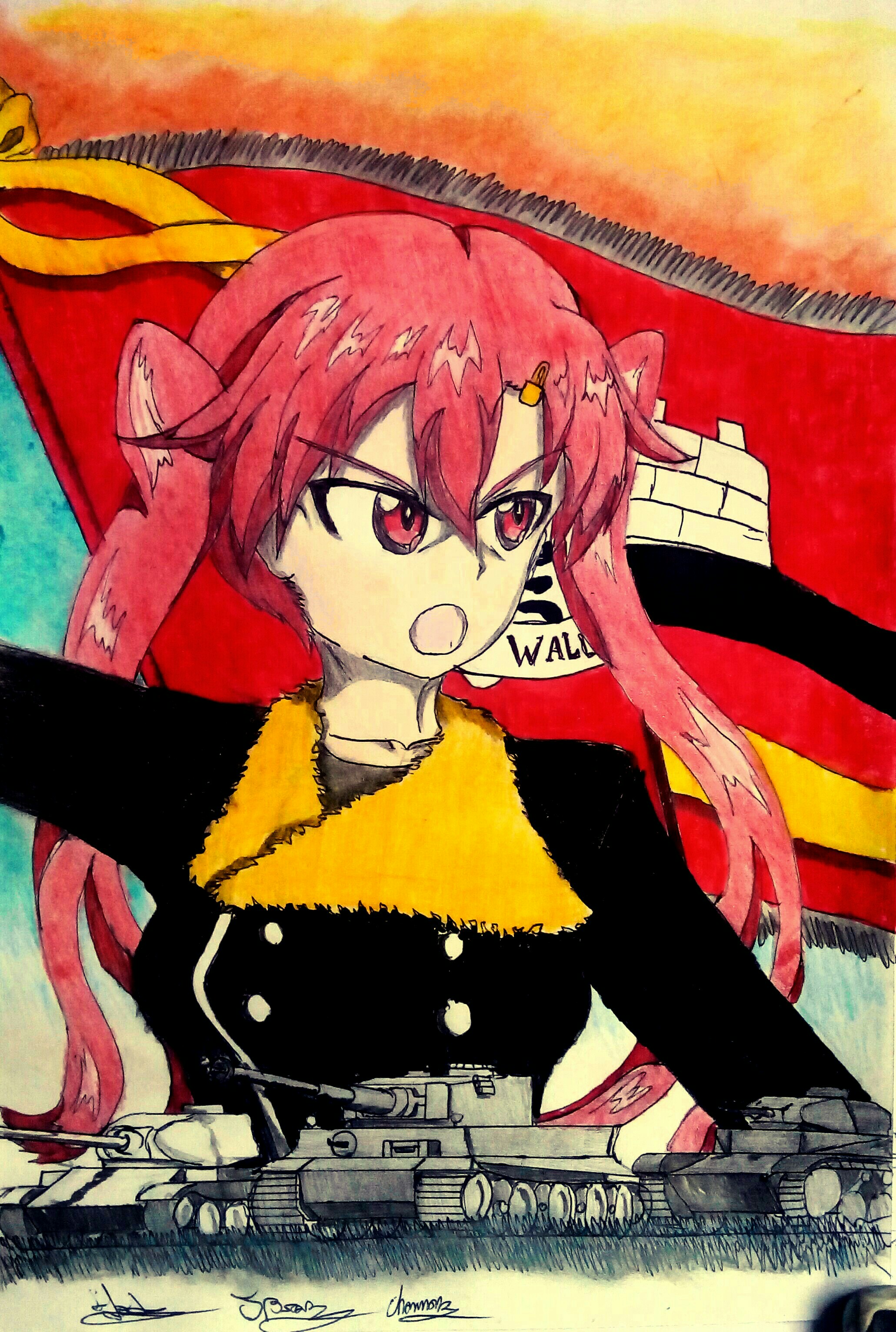 Shaman Garupan お題 中須賀エミ 中須賀エミのコンパイル Compilation Of Emi Nakasuga Again Gup Garupan ガルパン Fanart Drawing Manga Anime 中須賀エミ ベルウォール ベルウォール学園 ガルパン版深夜のお絵描き60分一本勝負 ガルパン