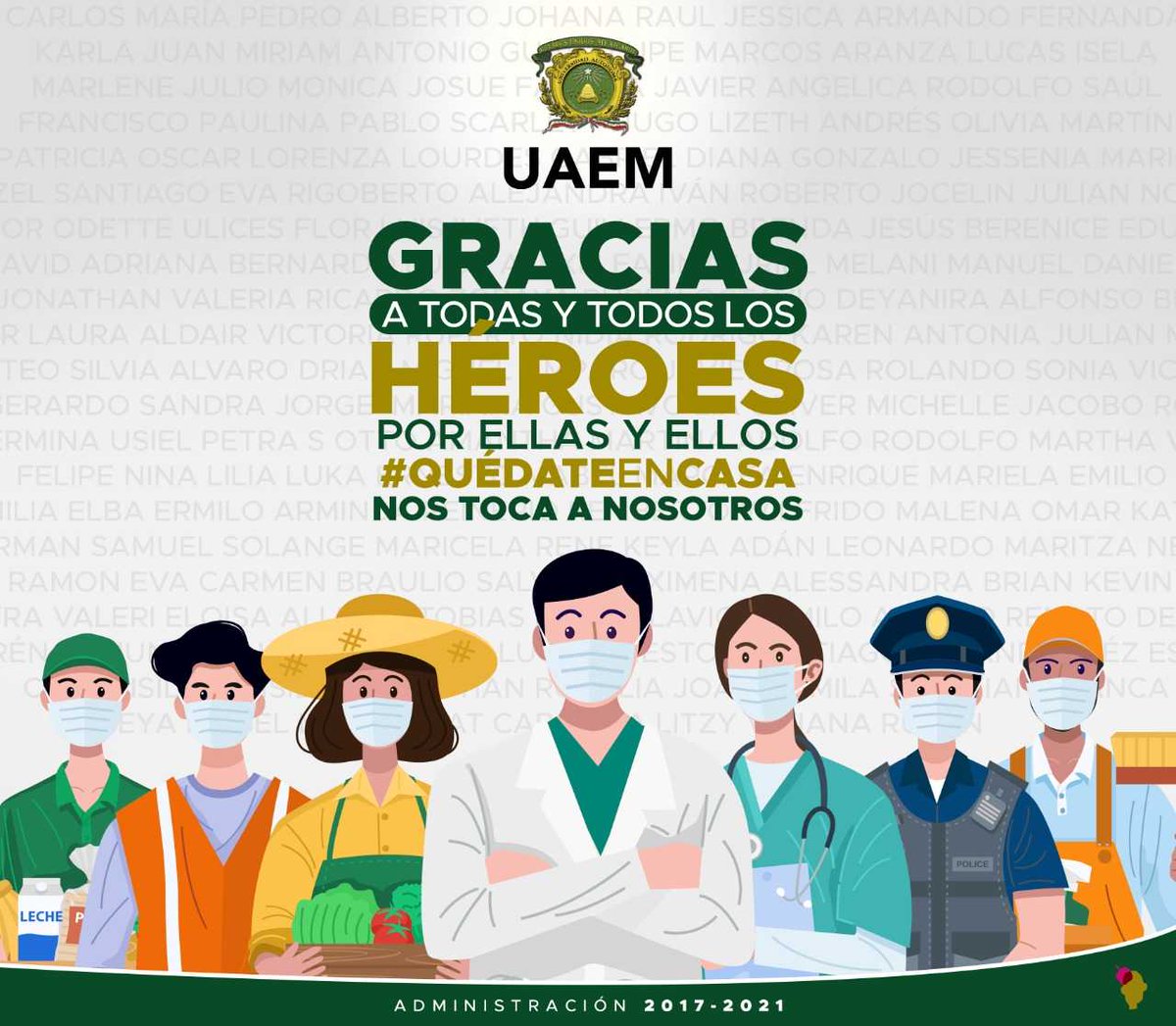 UAEM_MX's tweet photo. Es momento de ser responsables #QuédateEnCasa. Si es necesario salir recuerda usar cubrebocas, lavar frecuentemente tus manos y mantener la sana distancia.  #MiUniversidadEsPrevención https://t.co/DUl8b4Agsu