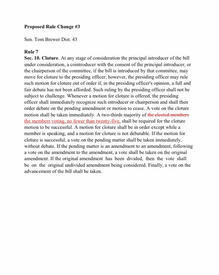 Proposal #3 changes filibuster from 2/3 of members to 2/3 of members voting. This is a huge distinction that would allow for maneuvering to override filibusters when someone is absent. This is especially problematic in a “citizen legislature,” where members have other jobs.
