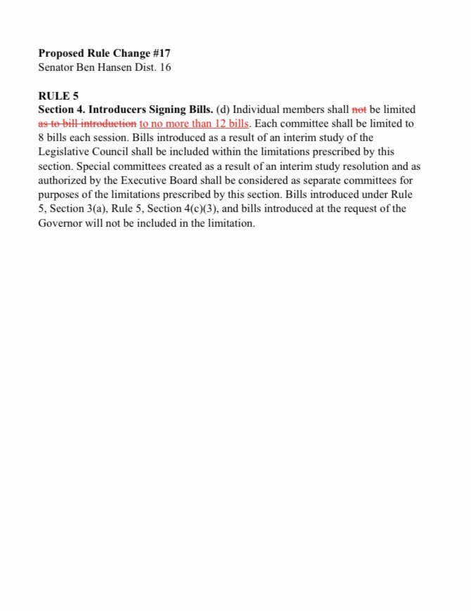 Proposal #17 I have mixed feelings about. I’m pretty compelled by efficiency, and this would sure help. But I also don’t know how appropriate it is to regulate the # of bills like this? What do you think?