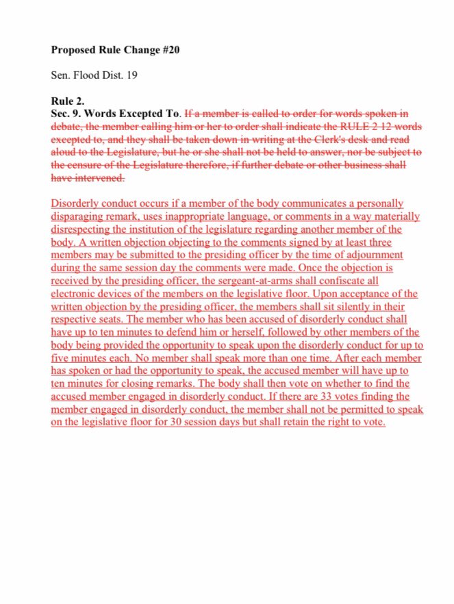 Proposal #20 I think is well intentioned but is just too ripe for abuse for me to support. It defines and creates steep consequences for “disorderly conduct.” The process created could be more disruptive than the disorderly conduct itself. The 30-day speaking ban is way too much.