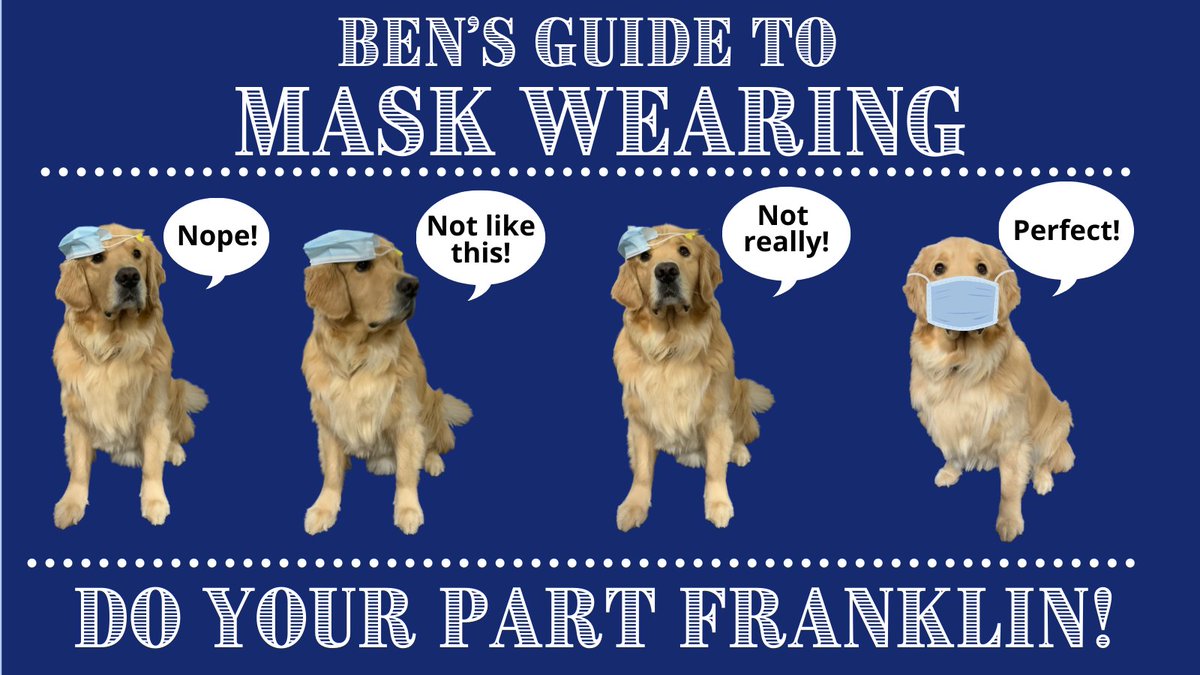 TOFranklinMA's tweet photo. Wearing a mask properly matters! Just ask Ben! ##DoYourPartFranklin #WearAMask #itmatters #benknows https://t.co/7JnIJP4pOx