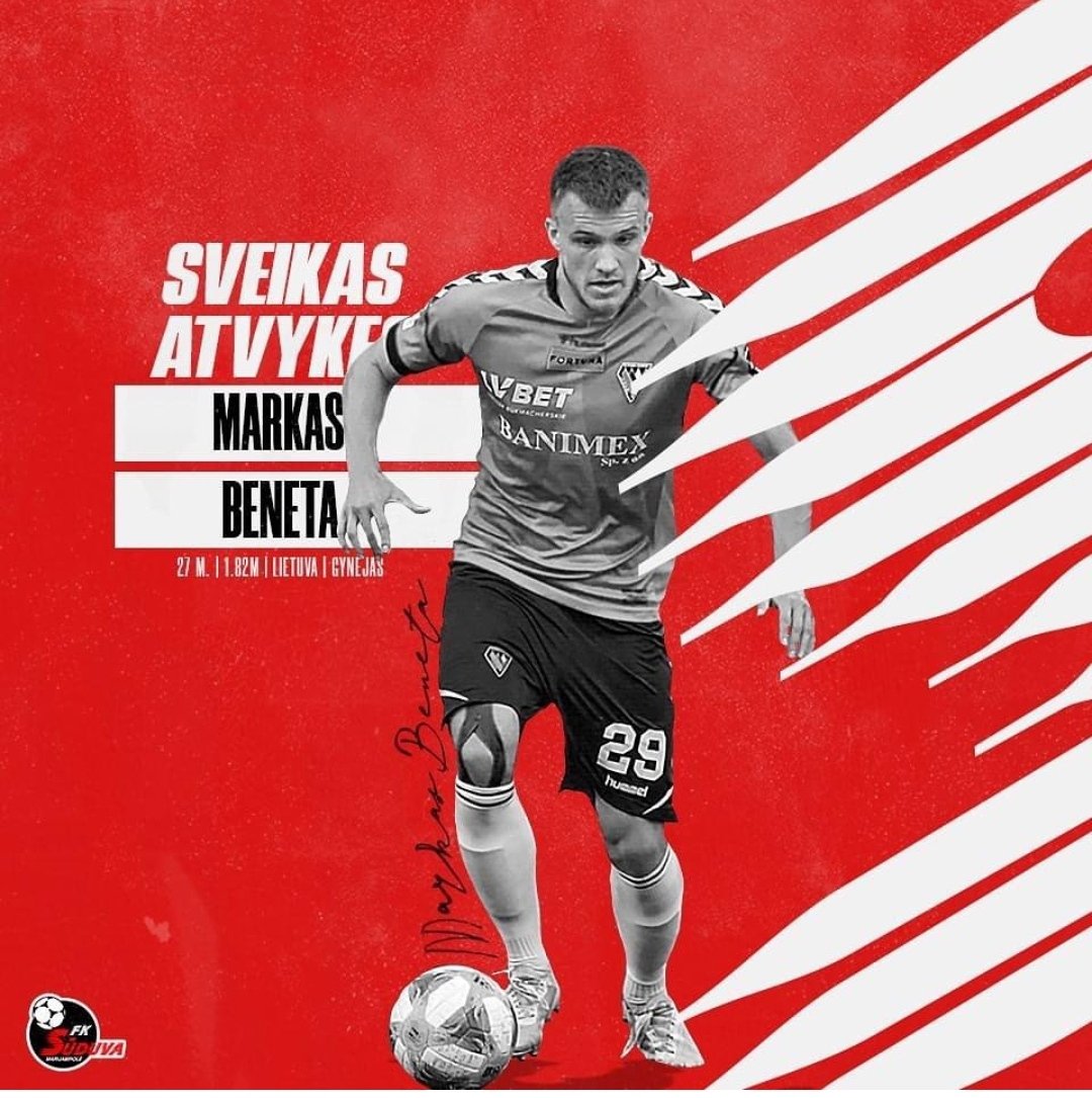 OFFICIAL: <a href="/MBeneta/">Markas Beneta</a> joins FC Suduva Marijampole for upcoming season.