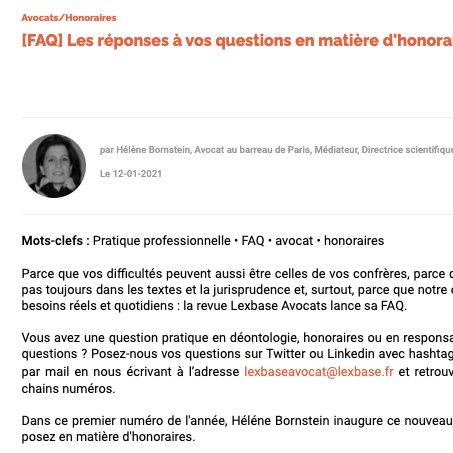 LexbaseAvocats's tweet photo. ✨A lire dans notre numéro de janvier: les premières réponses de notre #FAQAVOCAT par Hélène Bornstein✨
Les #honoraires peuvent-ils être réglés en plusieurs fois ? L’avocat peut-il se rémunérer sur les sommes déposées à la #CARPA ? L #avocat peut-il être rémunéré en #Bitcoins ? https://t.co/HN4aTjbtzF