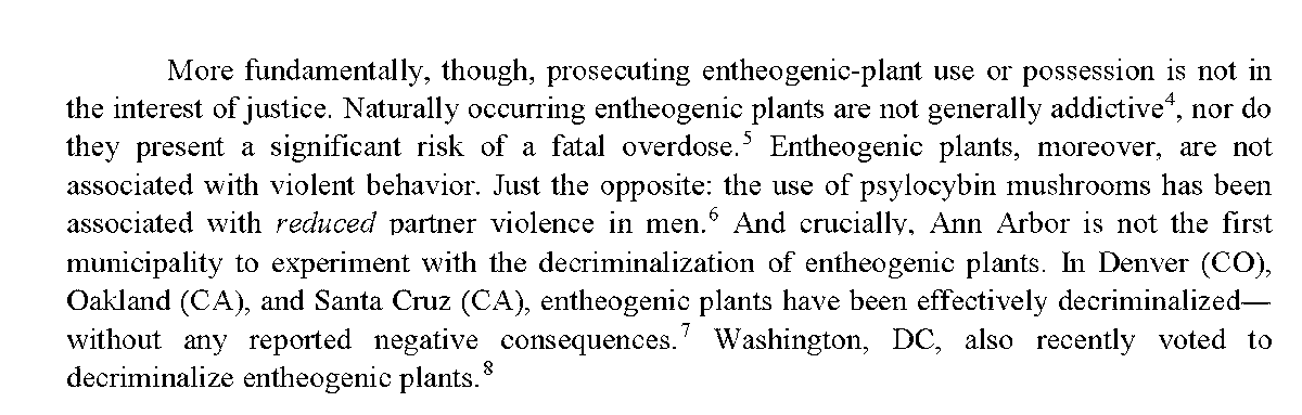 More fundamentally: criminalization of entheogenic plants simply doesn’t make sense. They’re not addictive. They don’t cause violent behavior. And other jurisdictions have successfully decriminalized them without any negative consequences. /12