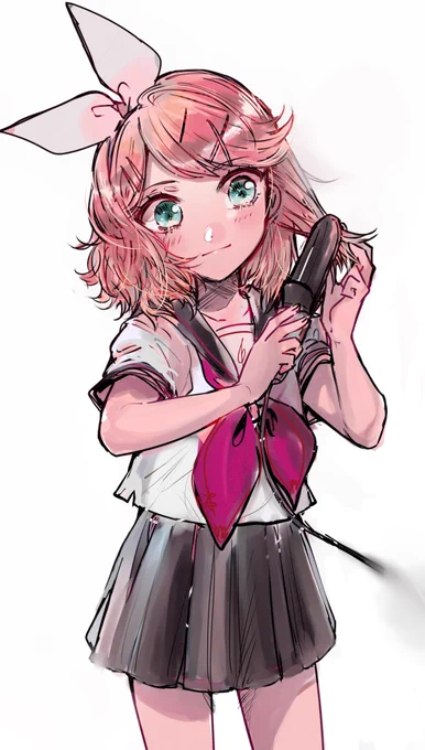 朝女の子してるリンちゃん 
