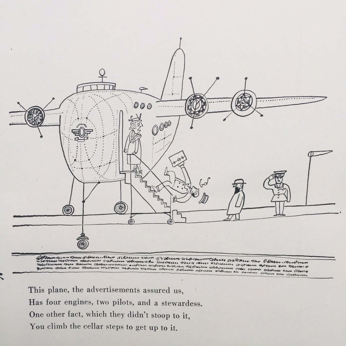 mooseandmouse's tweet photo. Today’s #DailyPoemPicture features the work of two top talents. The words of #OgdenNash and the drawings of #SaulSteinberg https://t.co/hLtktHg26p