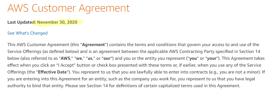 And Amazon's AWS Customer Agreement, which has a few relevant sections. 4.2, which requires customers to make sure their users' content complies with the Acceptable Use Policy, and holds customers responsible for end-user content that violates it