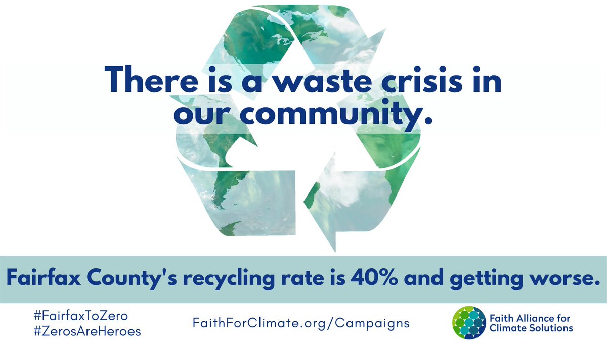 FaithforClimate's tweet photo. Growth of @FairfaxCounty brings more trash & air pollution, but our #recycling rate has stagnated. We all can do our part to reduce, reuse and #recycle.
#FairfaxToZero #ZerosAreHeroes #ZeroWaste #Sustainability #Fairfax #ClimateAction https://t.co/zNnwnfvTZz