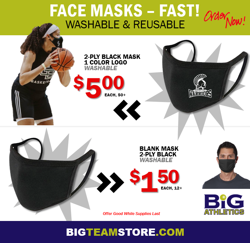 bigathletics's tweet image. REUSABLE FACE MASKS - blank or with your team's custom logo!

Pricing information below. Contact along@impactgroup.us to get your order started now.

#custommask #facemask #reusablemask