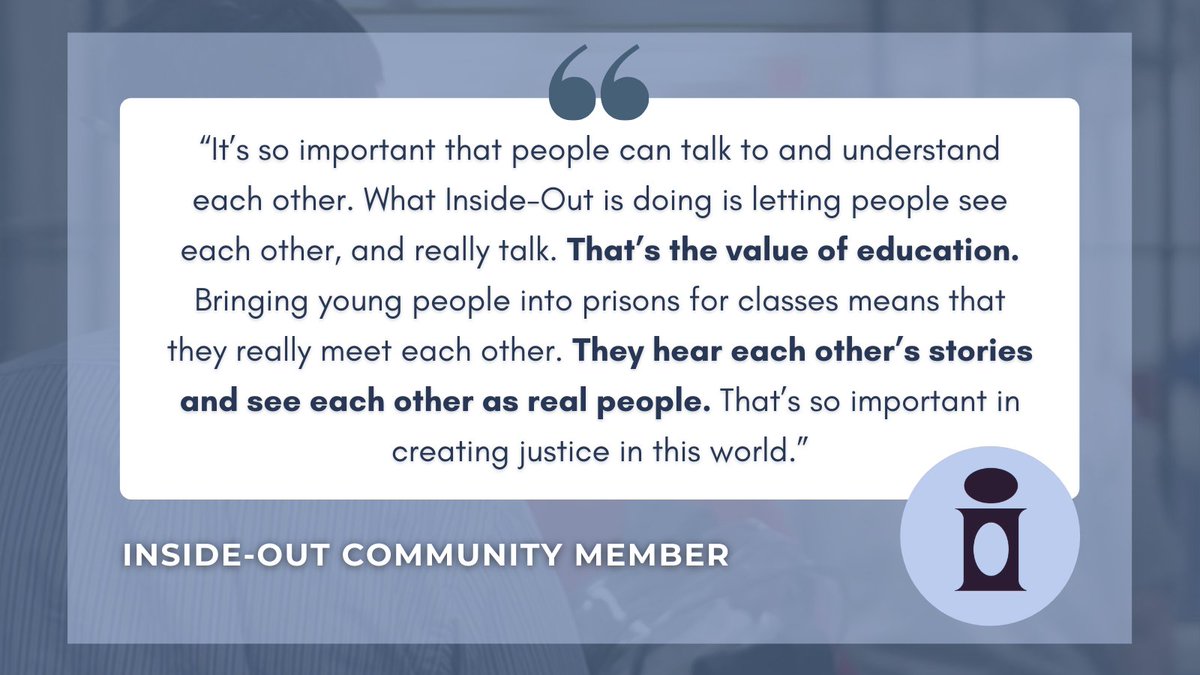 InsideOutPrExPr's tweet photo. #TuesdayThoughts from an Inside-Out Community Member.
#insideoutprisonexchange #insideout #dialogue #dialogueacrossdifference #highered #highereducation #correctionseducation #prisonhighered #socialjustice #restorativejustice https://t.co/BChZFW0VyL